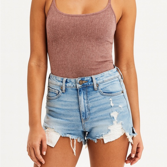 American Eagle Outfitters Pants - American Eagle women’s stretch curvy high-rise Shorty distressed denim shorts